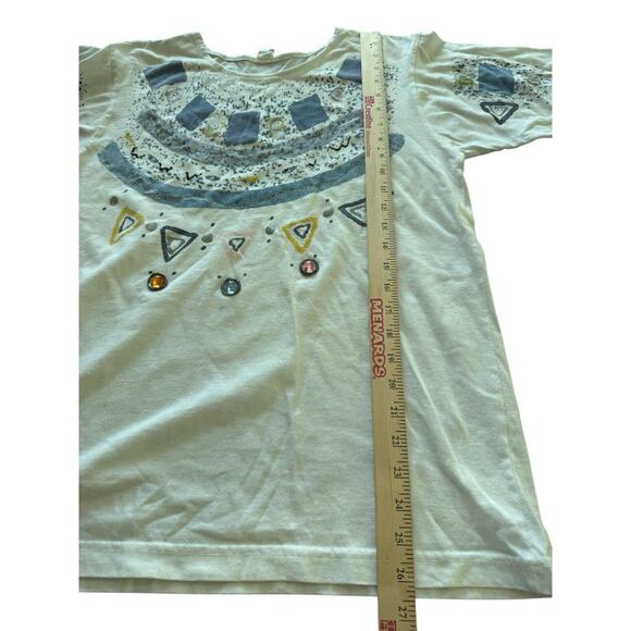 Glitter Jeweled Design Rhinestone Small VTG Abstract Women’s T-Shirt Retro READ - Picture 4 of 8
